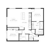 A black and white image of a floor plan for a home.