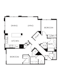 A black and white image of a floor plan for a house.