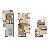 Three different house floor plans are shown.