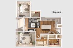 Magnolia 3D apartment floor plan layout at Longleaf at St. Johns Apartments, Florida, 32259