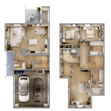 3BR Townhome Floor Plan at Regency Townes, North Carolina
