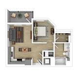 1 bedroom 1 bath floorplan with walk-in closet at AMP 30 Apartments, San Diego, 92116