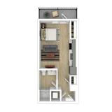 1 bed one bathroom floorplan with balcony at AMP 30 Apartments, San Diego, CA