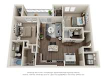 2 bed 2 bath B1 Floor Plan at Lakeline East Apartments, Cedar Park