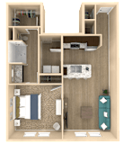 1Bed 1Bath Serenity Floor Plan at The Oasis at Town Center Apartments, Jacksonville
