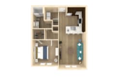 1 bed 1 bath Sanctuary Floor Plan with 802 square feet at The Oasis at Cypress Woods, Florida, 33966