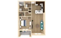 1 bed 1 bath Horizon Floor Plan with 829 square feet at The Oasis at Cypress Woods, Fort Myers, FL, 33966