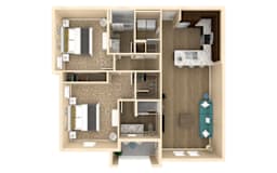 2 bed 2 bath Palm Floor Plan with 1140 square feet at The Oasis at Cypress Woods, Fort Myers, FL