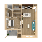 1 bedroom 1 bathroom floor plan C at The Oasis at Plainville, Plainville, Massachusetts