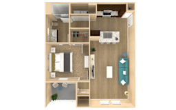 1 bedroom 1 bathroom floor plan A at The Oasis at Plainville, Plainville, MA