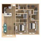 2bed 2bath Allure Floor Plan with 1176 square feet at The Oasis at Lake Bennet, Ocoee, 34761