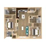 2 bedroom 2 bathroom floor plan at The Oasis at Plainville, Plainville, MA