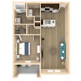 1 bed 1 bath Horizon floor plan with 878 square feet at The Oasis at Crosstown, Orlando, FL