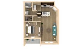 1 bed 1 bath Horizon Floor Plan with 824 square feet at The Oasis at Lakewood Ranch, Florida, 34211