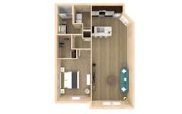 1 bed 1 bath Sanctuary I Floor Plan with 938 square feet at The Oasis at Lakewood Ranch, Bradenton, Florida