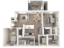 3d Unit B2-1143sf at Inspiration Apartments, Cottonwood, Arizona