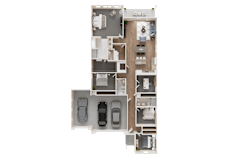 A floor plan of an apartment with a kitchen, living room, and two bedrooms at Westpark in Buckeye, Arizona