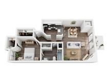 Kensington II Lower Floorplan at Hidden Lakes Apartments, Clarkston
