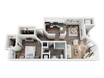 Kensington Lower Floorplan at Hidden Lakes Apartments, Clarkston, MI