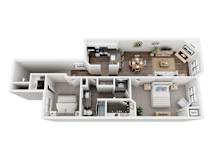 Langley II Upper Floorplan at Hidden Lakes Apartments, Michigan, 48346