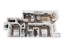 Langley Lower Floorplan at Hidden Lakes Apartments, Michigan, 48346