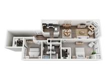 Manchester II Upper Floorplan2 at Hidden Lakes Apartments, Michigan
