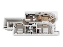 Manchester Upper HR Floorplan at Hidden Lakes Apartments, Clarkston, 48346