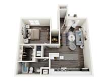 Copenhagen Lower Floorplan at Pine Ridge Apartments, Michigan