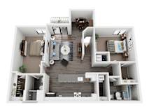Dover Upper Floorplan at Pine Ridge Apartments, Rochester Hills, 48307