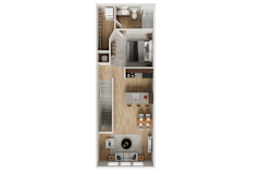 Studio apartment 3D floor plan at Woodlands at Abington Station Apartments, Abington