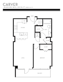 One bedroom floor plan with walk-in closet at Liberty Sky Apartments, Salt Lake City, Utah