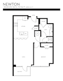 One bedroom floor plan with closet and shower at Liberty Sky Apartments, Salt Lake City, UT 84111