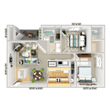2 bed 2 bath at Fox Hollow Apartment Homes, High Point, NC