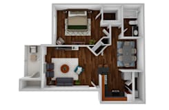 Floor plan 1 bed 1 bath at Ethan Pointe Apartments, Greensboro, North Carolina