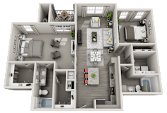 2 bed 2 bath C at Foxwood Apartments, Raleigh-Durham, NC