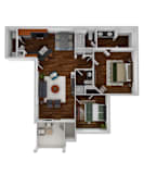 Floor plan 2 bed 2 bath at Ethan Pointe Apartments, North Carolina, 27215