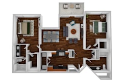 Floor plan 2 bed 2 bath B at Ethan Pointe Apartments, Greensboro