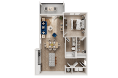 One Bedroom B Floor Plan at The Landings at Hard Scrabble, South Carolina