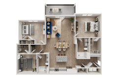 Three Bedroom B Floor Plan at The Landings at Hard Scrabble, Columbia