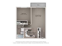 A diagram shows a bedroom that is 11 5 x 11 11 feet and a living room that is 12 feet by 17 feet 9 inches.