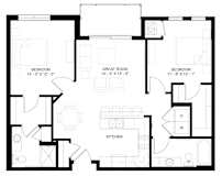 The Princeton 2-bedroom floor plan layout