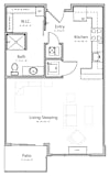 Nest (A2.2) studio one bathroom at Haven at Uptown