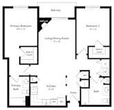 2-bed Cypress floorplan at Northridge Heights Apartments in Lincoln, NE