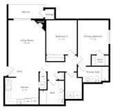 2-bed Juniper floorplan at Northridge Heights Apartments in Lincoln, NE