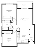 2-bed Redwood floorplan at Northridge Heights Apartments in Lincoln, NE