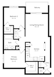 2-bed Willow floorplan at Northridge Heights Apartments in Lincoln, NE