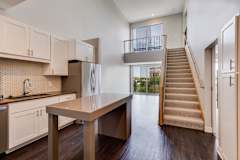 Kitchen and island at the penthouse at The Preserve and Normandale Lake