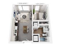 The Amberson – 1-bedroom loft apartment Cole Motor Indianapolis | Cole Noble District, 12-ft ceilings