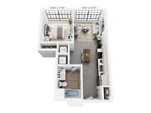 The Carver – 1-bedroom apartment Cole Motor Indianapolis | loft ceilings near Mass Ave, 600 sq ft