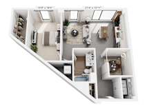 The Levy – 903 sq ft 1-bedroom loft Cole Motor Indianapolis | near Monument Circle, Gainbridge Fieldhouse